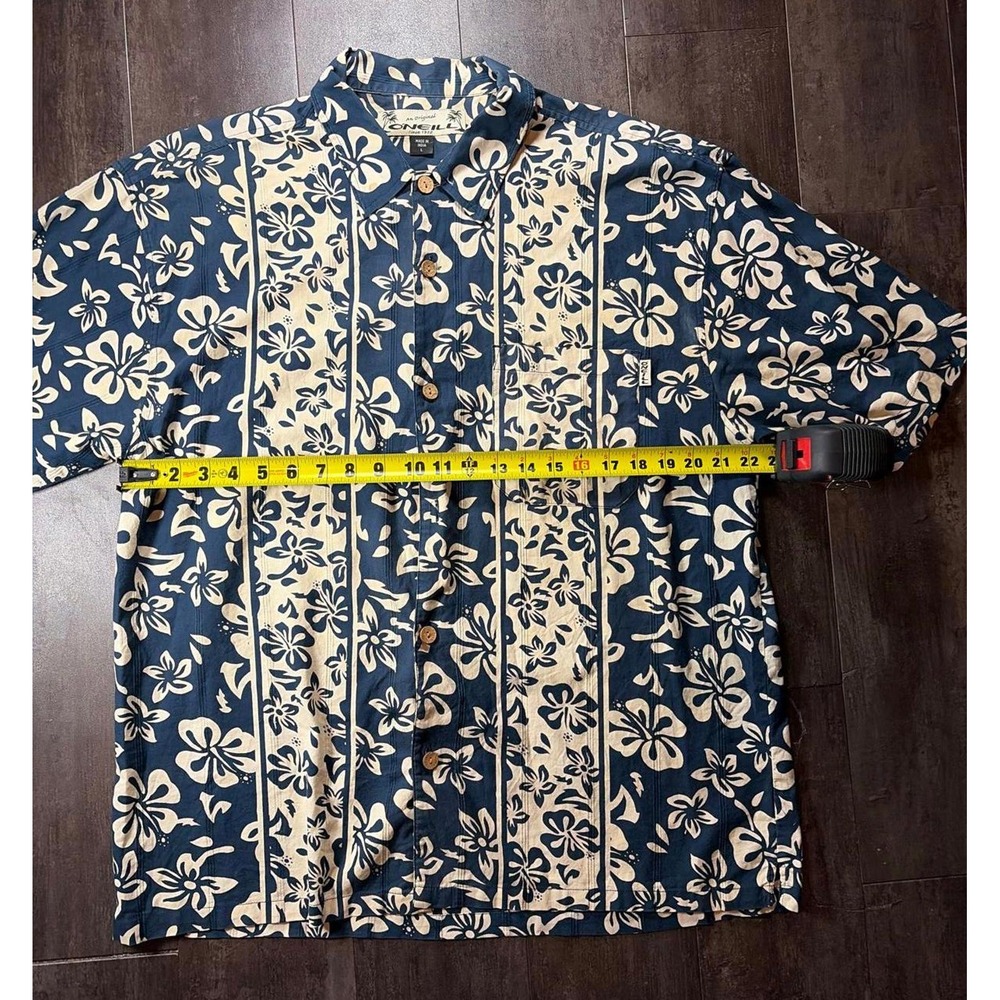 O'Neill Button Down Shirt Mens Large Blue Floral Hawaiian Short Sleeve Tropical - Picture 7 of 7